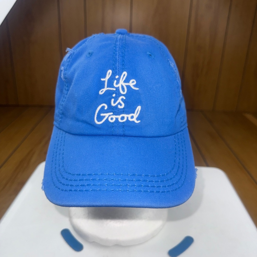 Life is Good Blue Distressed Chill Cap Adjustable Cotton Baseball Hat